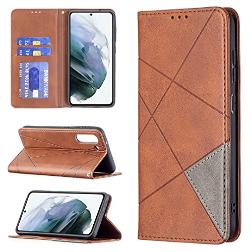 nincyee Capas Flip para Samsung Galaxy S21 FE,Estampa de Losango Carteira de Couro Premium Suporte F