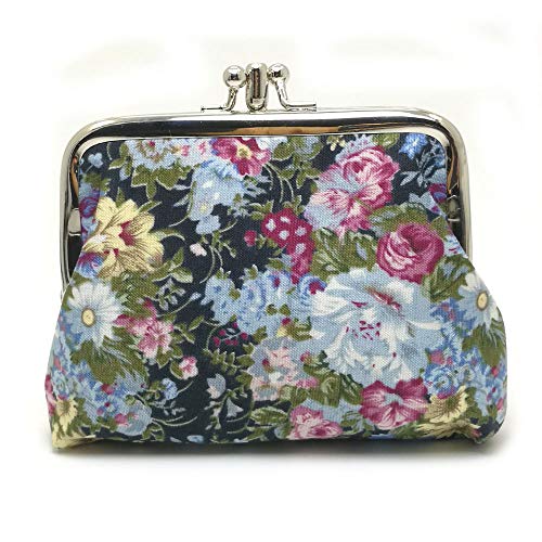 Sanxiner Cute Floral Buckle Coin Purses Vintage Pouch Kiss-lock Change Purse Wallets