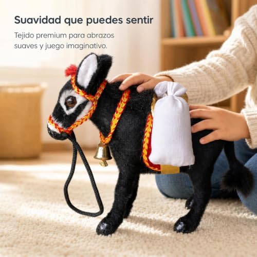 Peluche burro de 16 cm pequeño y negro café para niños 7