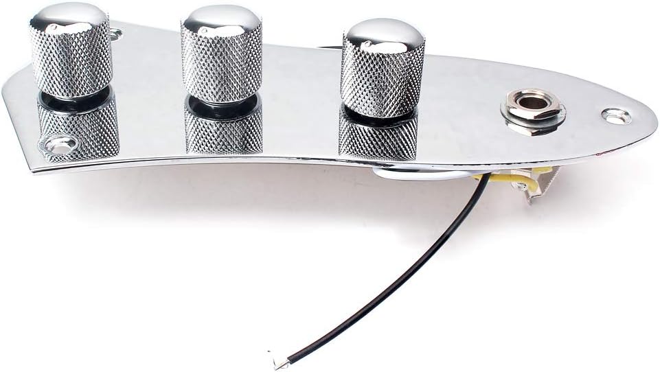 Alnicov Guitar Wired Loaded Prewired Control Plate Harness Switch Knobs，for JB Style Bass Guitar，Chrome