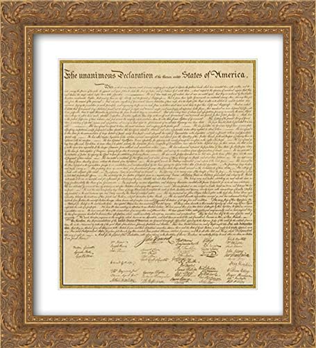 ArtDirect U.S. Declaration of Independence - Decorative Sepia 15x18 Gold Ornate Frame and Double Matted Art Print by US Government