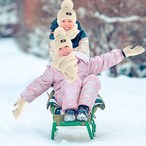 Openfly Kids Winter Beanie Hat Scarf Gloves Set For 2-7 Years Old Boys Girls Winter Knit Warm Fleece Lined Kids Hat Scarf Gloves #TOP2