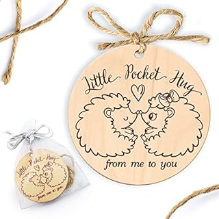 Crocowood Wooden Pocket Hug as Gift - Pocket Hug Token for Family and Friends - Wood Hug Bear Girl Heart as Hanging Ornaments (Hug Hedgehogs)