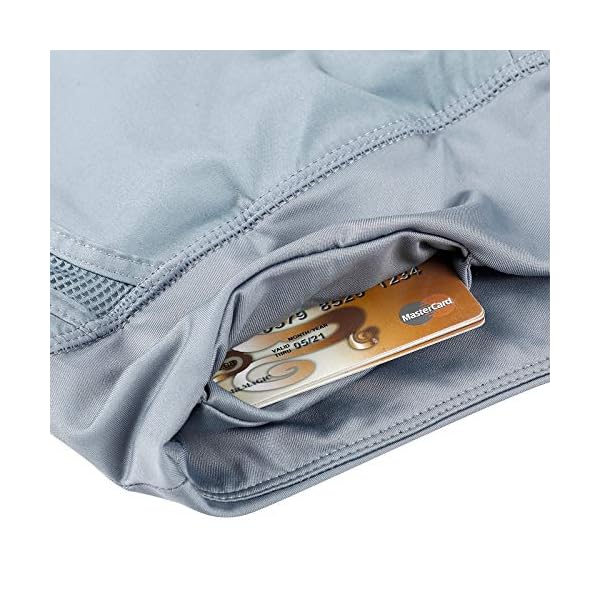 CzDolay Sportswear Shorts Women's Layered Workout Shorts with Pocket Active Shorts for Yoga Running (Gray, Large)