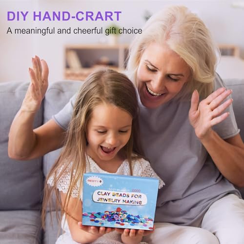 Image of Redtwo 10000 Pcs Clay Beads Bracelet Making Kit, 3 Boxes 60 Colors Flat Preppy Beads for Friendship Bracelet Kit, Polymer Heishi Beads with Charms for Jewelry Making, Crafts Gifts for Teen Girls