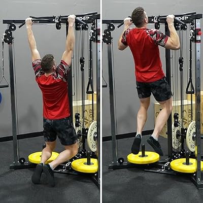Valor Fitness Cable Crossover Machine - 17 Adjustable Positions with Pull Up Bars and Optional Bundle Attachments Max Weight 200 lb. Plate Loaded Pulley System for Home Gym Power Workout