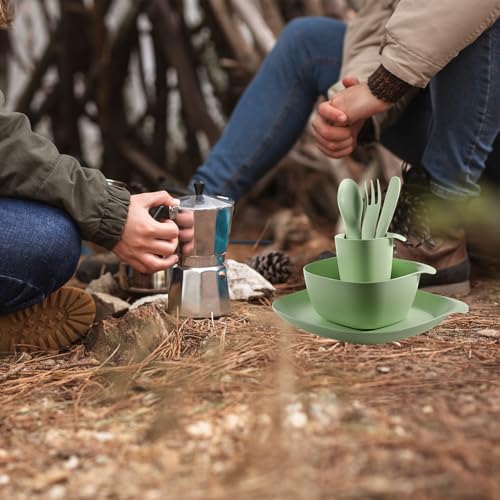 CALIPSO Camping Geschirr Set für 1 Personen | Bruchsicheres Plastikgeschirr, 3-teiliges Camping Geschirr Set, Geschirrset für Garten, Kunststoffgeschirr inkl. Teller, Schüssel, Tasse & Gratis Besteck