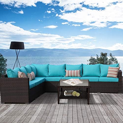 Outdoor Rattan Brown Couch Wicker 9 Pieces Sectional Conversation Sofa Set Lawn Garden Patio Furniture Set