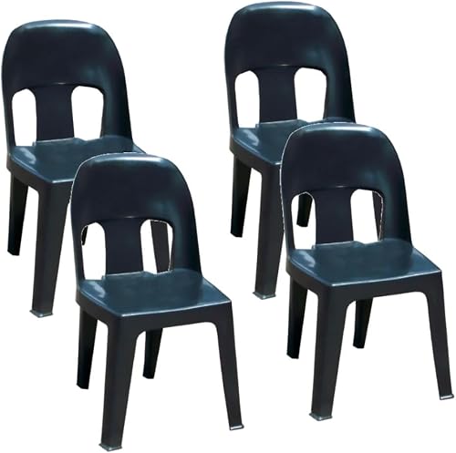 SMTE Durable Plastic Party Chair Combo Set of 4 - Black with keychain