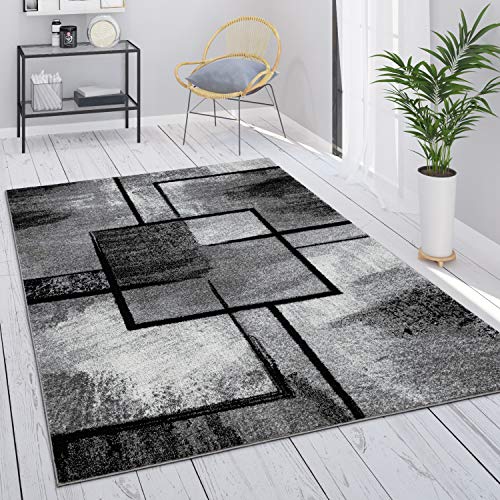 Paco Home Teppich Wohnzimmer Vintage Kurzflor Schlafzimmer Geometrisches Design Modern, Grösse:160x230 cm, Farbe:Grau 4