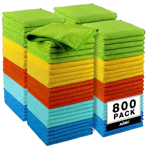 Image of AIDEA Microfiber Cleaning Cloth, 800PK, Microfiber Towels for Cars, Shop Towels Cleaning Rags, Premium Wash Cloths, Absorbent Towel for SUVs, House, Kitchen, Commercial, Cleaning Supplies 12x12 inch