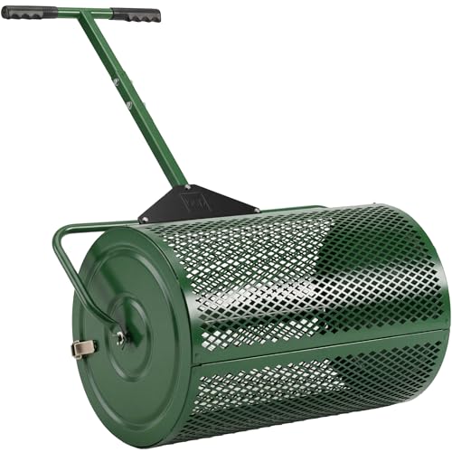 Best Choice Products Compost Spreader 24-Inch Peat Moss Spreader Heavy-Duty Steel Lawn & Soil Spreader for Topdressing Sand Manure & Mulch Adjustable T-Handle