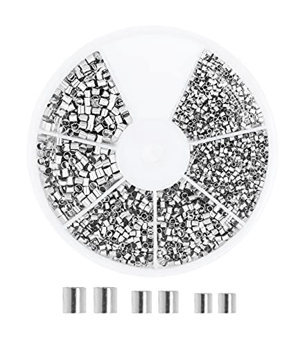 Mandala Crafts Crimp Beads for Jewelry Making â Bead Stopper Crimping Beads for Jewelry Making and Beading - Bead Crimping Kit 3000 PCs Silver 1.5mm 2mm 2.5mm Tubes