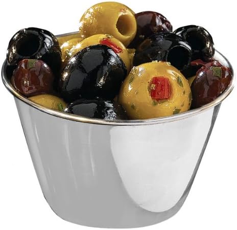 Genware Stainless Steel Ramekins 6oz / 170ml - Set of 4 | Sauce Pots, Condiment Bowls