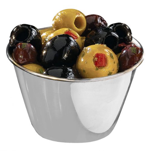 Genware Stainless Steel Ramekins 6oz / 170ml - Set of 4 | Sauce Pots, Condiment Bowls