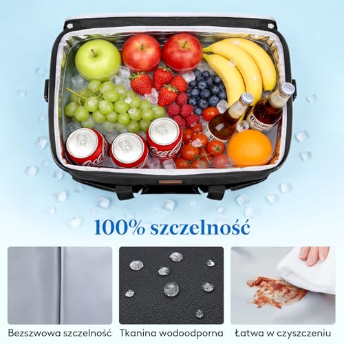 Lifewit Izolowana torba chłodząca na lunch 30 l, pojemna, szczelna, termiczna torba z wieloma przegródkami, miękka torba