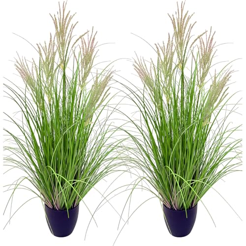 36" 90cm Tall Artificial Grass Plants in Pots – 2 Pack Realistic Faux Greenery for Indoor Home & Office Decor, Decorative House Plants for Living Room, Bedroom, or Entryway, Perfect Housewarming Gift