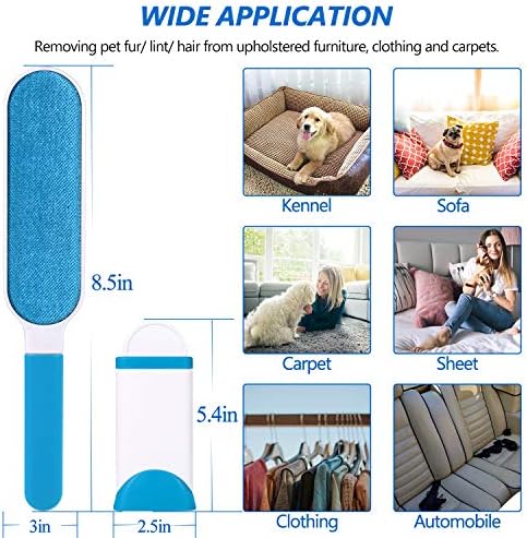 Adoric Pet Fur Remover, Pet Hair Brush With Travel-sized Brush And Reusable With Self-cleaning Base For Clothes, Car, Sofa, Bed, Carpet