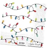 4 Pcs Individual Paper Luncheon Decoupage Napkins Christmas String Lights NW-700 Paper Cocktail Napkins Disposable Decorative Napkins Party Birthday Napkins Lunch Tea Party Napkins