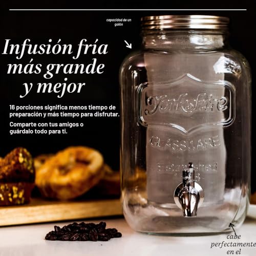 Miniatura 3 de Willow Everett El Original Cerveza Fría En El Grifo De Agua Fría Brew Cafetera-Brewed Iced Cafetera-Jarra De Cristal Sistema Brewer Fría Con Filtro Extraíble 1 Galón