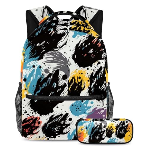Cartable graffiti lot de 2 avec trousse assortie pour ados et voyages scolaires