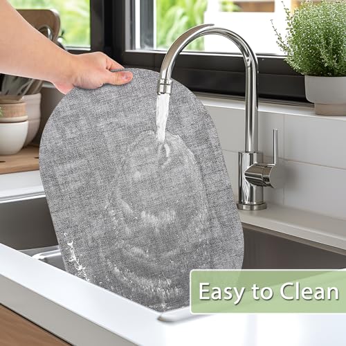 BARTHKIT Placemats for Dining Table Set of 8 Non-Slip, Heat Resistant Leather Placemat Double Layer, Waterproof Table Mats Easy to Clean for Kitchen Dining Room Coffee Office Table, Grey