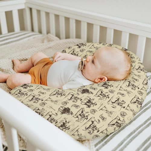 Vintage Cowboy Baby Nursing Pillow Covers for Boy Girl Western Horses Boots Hats Nursing Pillow Slipcovers for Breastfeeding Pillows Country Western Soft Stretchy Removable Covers for Newborn Infant — 사진 5