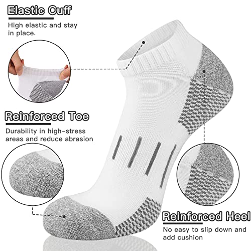 Heatuff 8 Pairs Men's Athletic Ankle Socks Cushioned Moisture Wicking Running Low Cut Sports Socks (Shoe Size 13-16) #TOP4