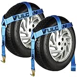 VULCAN Wheel Dolly Tire Harness with Flat Hooks - Bonnet Style - Classic Blue - 1,665 Pound Safe Working Load - 2 Pack