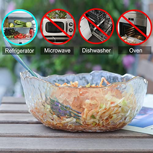 OBR KING Glass Salad Bowl Set of 3 Phnom Penh Mixing Bowls Irregular Shape Serving Containers for Kitchen Prep Fruit Pasta Popcorn and Snack by OBR KING - Used condition - Image 3