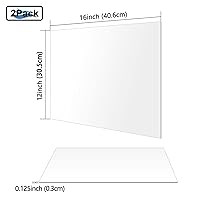 Vista 4 de Paquete de 2 hojas acrílicas, láminas de plexiglás fundido transparente de 12 x 16 x 1/8 pulgadas, alternativa de vidrio para letreros de bricolaje