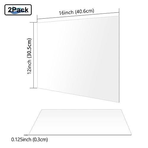 Miniatura 4 de Paquete de 2 hojas acrílicas, láminas de plexiglás fundido transparente de 12 x 16 x 18 pulgadas, alternativa de vidrio para letreros de bricolaje,