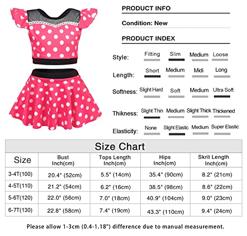 Wonderbabe Mini Mouse Two-Piece Swimsuit For Girls Holiday Beach Pool Party Outfits Kids Summer Bikini Suit 5-6T Rose Red #TOP6