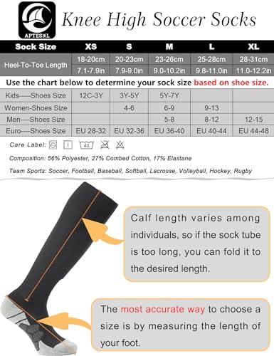 APTESOL Knee High Soccer Socks (1/3/5 Pair) Team Sport Cushion Athletic Socks for Kids Youth Adult2