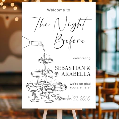 Champagne Night Before Welcome Sign
