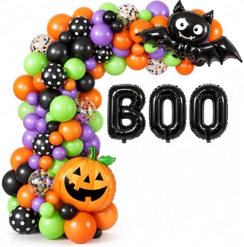 Vellax Halloween Balloon Garland Kit, 98 Pcs with BOO, Bat & Pump...