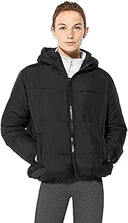 جاكيت بامب اسود بسوسته وكابيشو قابل للإزالة - للنساء