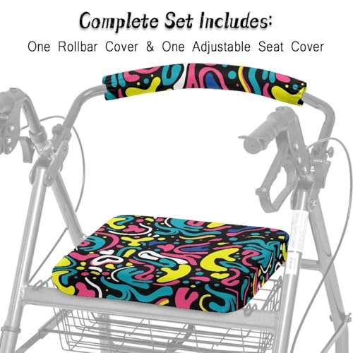Image of Abstract Rollator Walker Seat and Backrest Covers Universal Accessories for Rollator Walkers Soft Stylish Walkers for Seniors with Seat Cover for Ladies