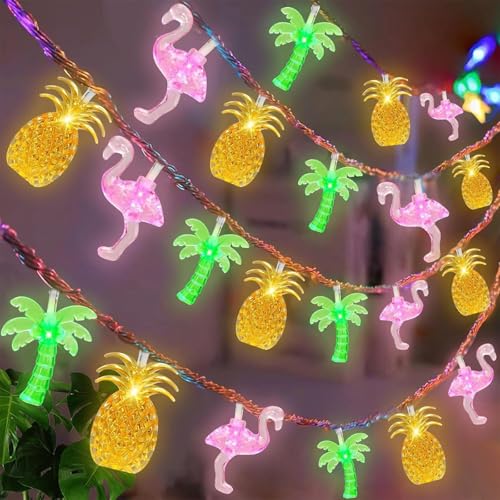 TaimeiMao Cadena de Luces Hawaiana, 20Led 3 Metros Guirnalda Luces Tropicales, Cadena de Luces Hawaiana Fairy Lights Verano, para Interior y Exterior Fiesta Hawaiana,Fiesta