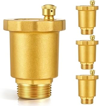 4Pcs Brass Automatic Float Valve Air Release Vent Valves 1/2In and 3/4In Male Thread 232 PSI High Pressure Rating Water Separation Disc Float Valve for HVAC Radiator Boiler Heat Systems(1/2)