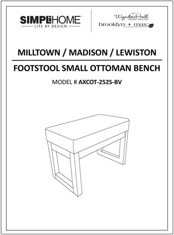 Pemberly Row Solid Wood 26" Wide Small Entryway Mudroom Bench Seat, Upholstered Footrest Hassock for Living Room, Modern Small Ottoman in Blue Velvet