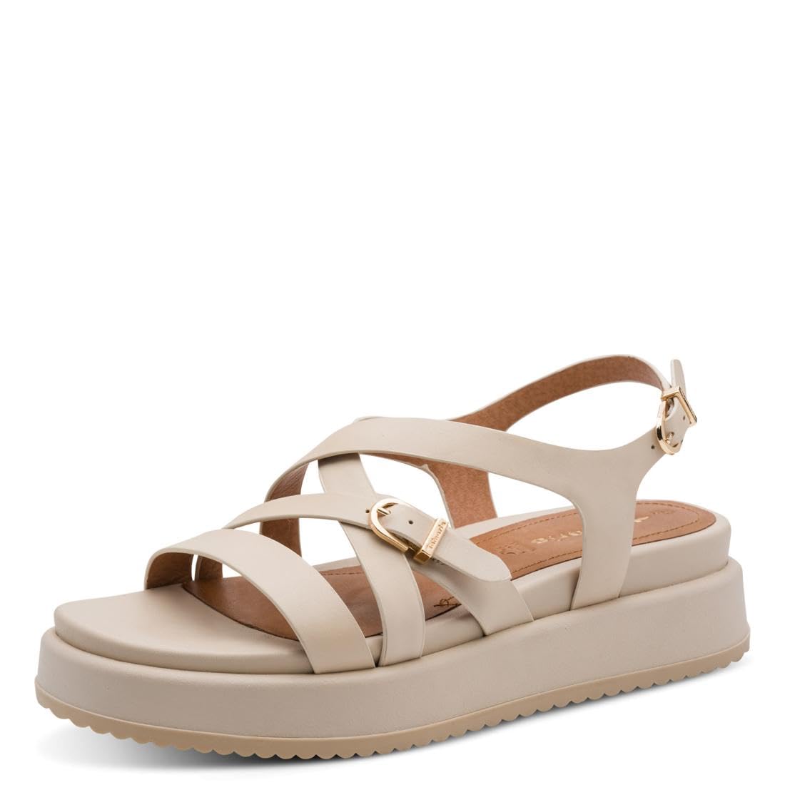 Tamaris Women’s sandal with wedge heel beige 4 UK