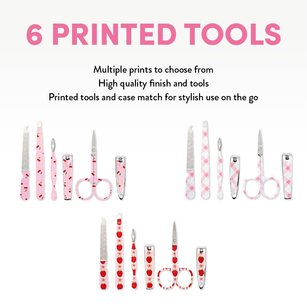 Éclat Manicure Pedicure Kit for Men & Women, 6Pcs Finger & Toe Nail Care Tools Includes Nail Clipper Cutter, Tweezer, File, Cuticle Pusher, Personal Care Professional Grooming Set With Travel Case image 2