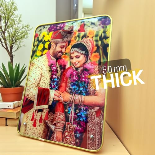 Image of Personalized Photo Frame for Wedding, Anniversary & Memories Photo Frame, Customizable Picture Display, Perfect for Birthday, Anniversary, Wedding Gift (Gold A4)
