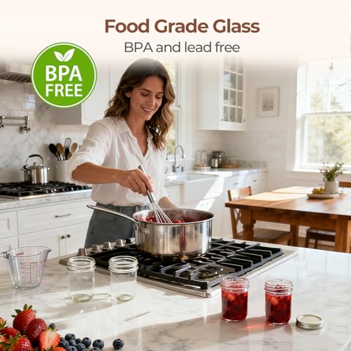 ComSaf Mason Jars 480mL/16oz - 8 Pack, Large Glass Jars with Lids, Overnight Oats Jars, Pickling Jar, Preserving Jar, Canning Jar for Spice, Jam, Honey, Jelly, Airtight Food Storage Container - Image 6