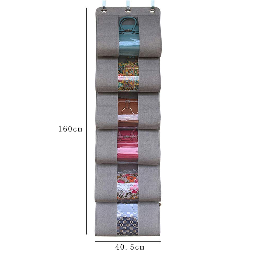 YJDQYGSNJ Estanteria Colgante en Tela,Algodón Estantería Colgante Plegable,por Después de la Puerta Depositar Pantalones Ahorra Espacio/gris / 6 rejillas
