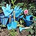 Kids Gardening Tools Set, Toddler Play Kit Child Outdoor Toy with Gloves, Watering Can, Metal Shovel, Rake, Spade & Storage Bag, Backyard Sand Digging Holiday Birthday Gift for Boy Girl 3 4 5 (Blue)