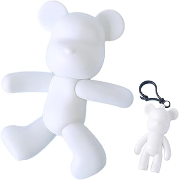 DIY Fluid Bear Painting Kit with Bear Keychain, Doodle Bear Figure Drip Pour Painting for Creative Graffiti Art Blank Mold, 9 inch