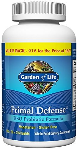 Garden of Life Whole Food Probiotic Supplement, Primal Defense Hso Probiotic Dietary Supplement for Digestive and Gut Health, 216 Vegetarian Caplets