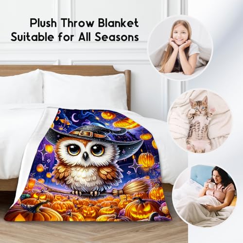 Halloween Blanket for Girls, Kids Blankets Gifts, Cute Owl Throw, Soft Fleece Throw for Halloween Decoration, 60"x80"